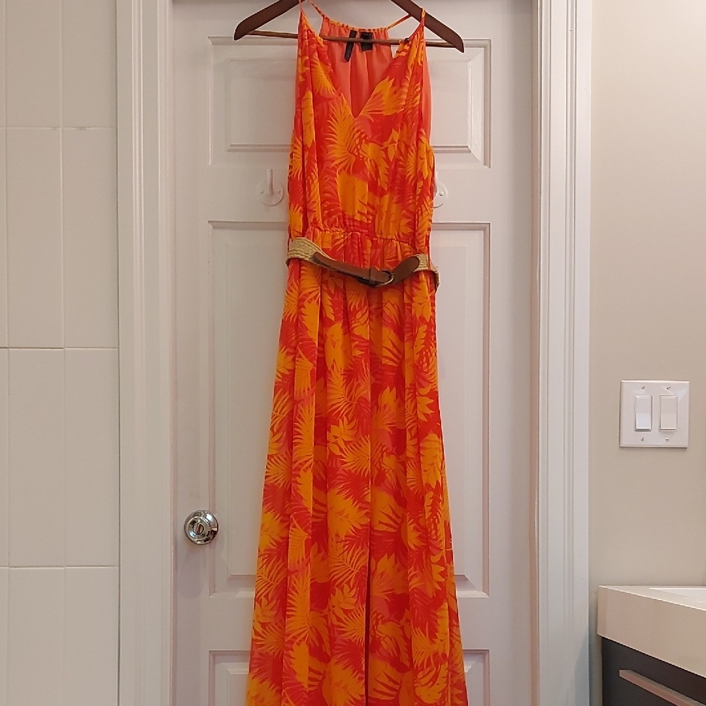 Mango Tropical Orange Maxi Dress